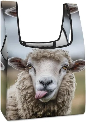 Funny Sheep Shopping Bags Reusable Grocery Bag Lightweight Tote Bags Holiday Bags with Handles