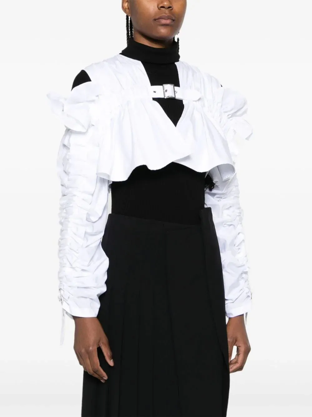 Gathered Sleeve Buckle Vest