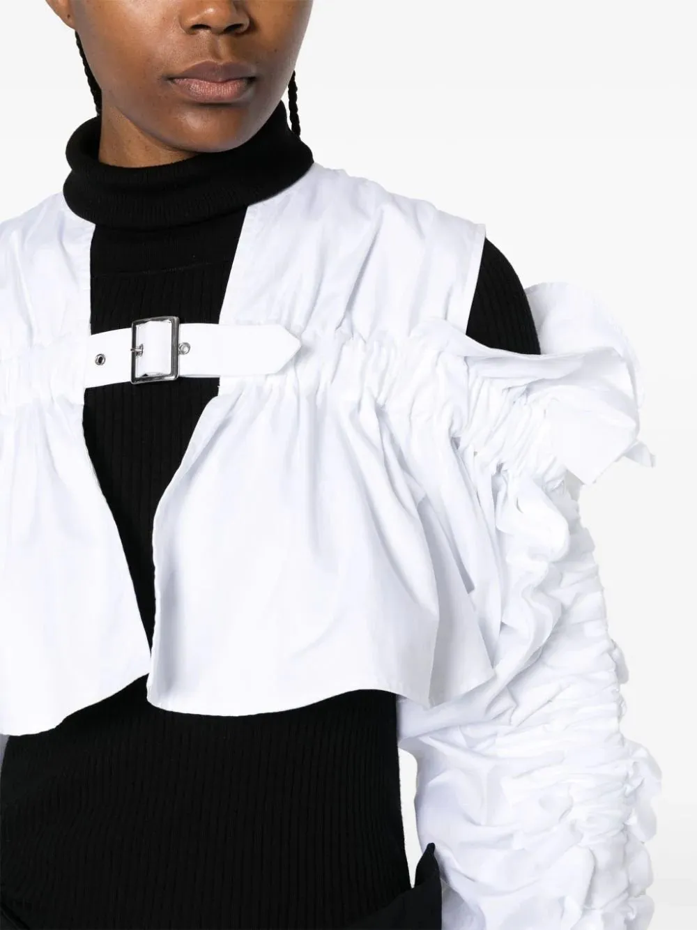 Gathered Sleeve Buckle Vest