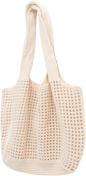 Gatuida Summer Crochet Tote Bag Lightweight Mesh Handbag for Beach Shopping and Daily Use Durable and Stylish