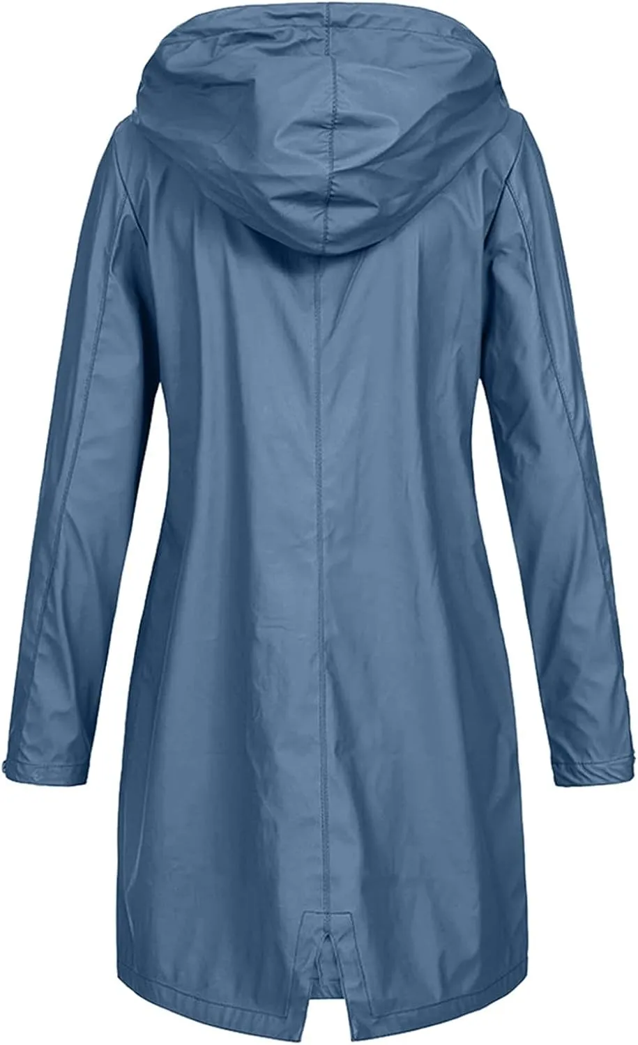 Gcvizuso Womens Raincoats Waterproof Lightweight Active Jacket Outdoor Long Sleeve Windbreaker Hooded Drawstring Trench Coat