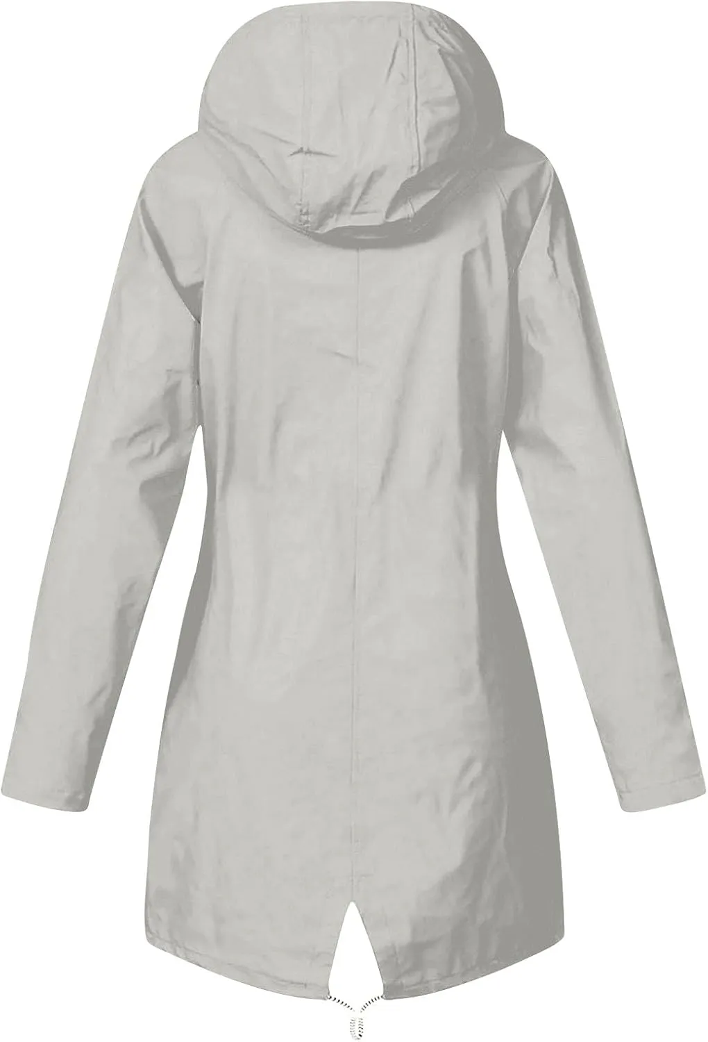 Gcvizuso Womens Raincoats Waterproof Lightweight Active Jacket Outdoor Long Sleeve Windbreaker Hooded Drawstring Trench Coat