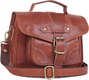 Genuine Leather Crossbody Purses for Women  10 inch Small Brown Leather Purse Shoulder Bag, Vintage Leather Satchel with Adjustable Strap  Ideal Handbag for Ladies, Moms, Teens, Everyday Use