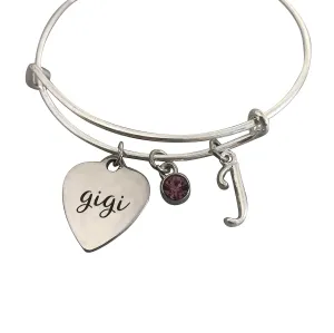 GiGi - GiGi Gifts - Gift for Grandma- Grandmother Jewelry - Charm Bracelet - Personalized Jewelry- Mothers Day - Bangle Bracelet