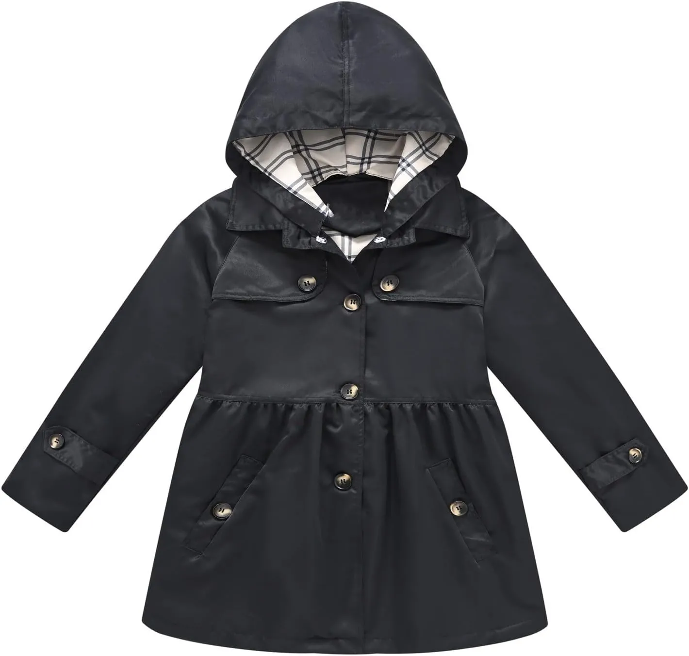 Girl's Single Breasted Trench Coat Dress Coat Fall Hooded Outerwear with Pockets 4-10 Years