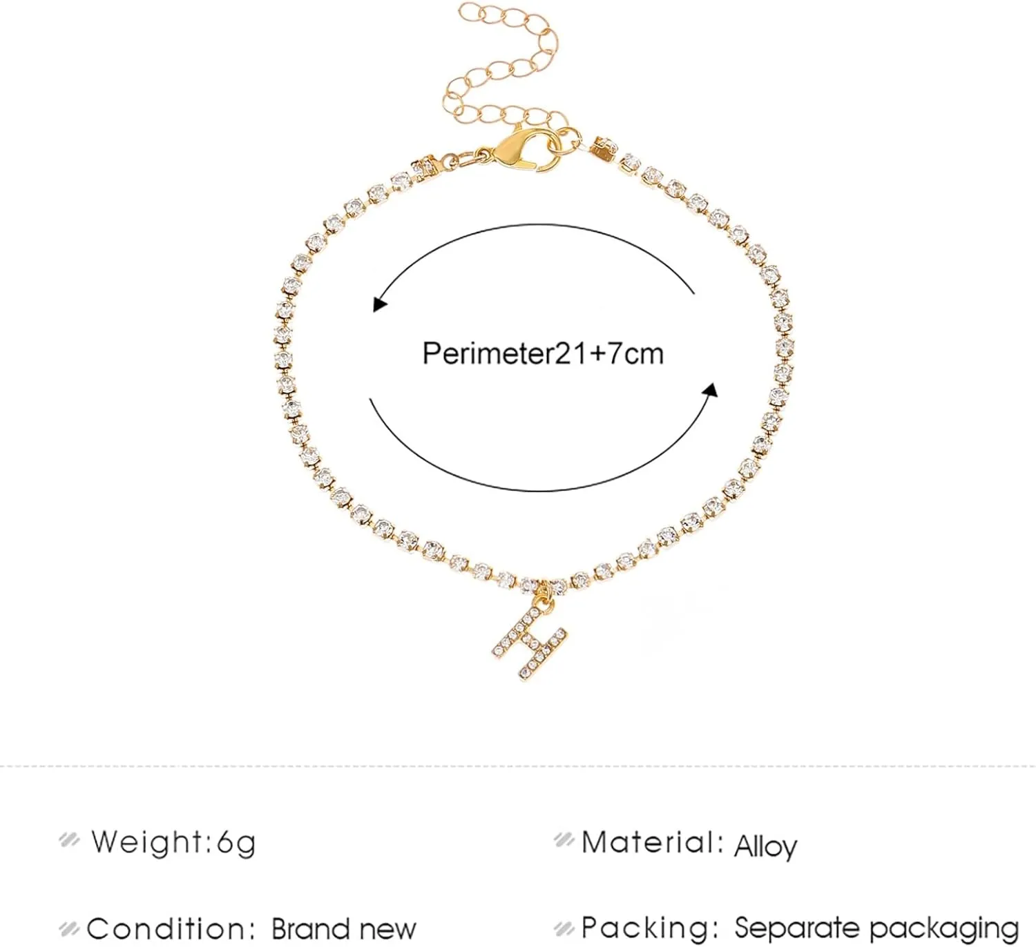 Gold Initial Tennis Letter Anklet Bracelets for Women,Dainty Cubic Zirconia A-Z Alphabet Anklet Footchain Personalized Jewelry Gifts