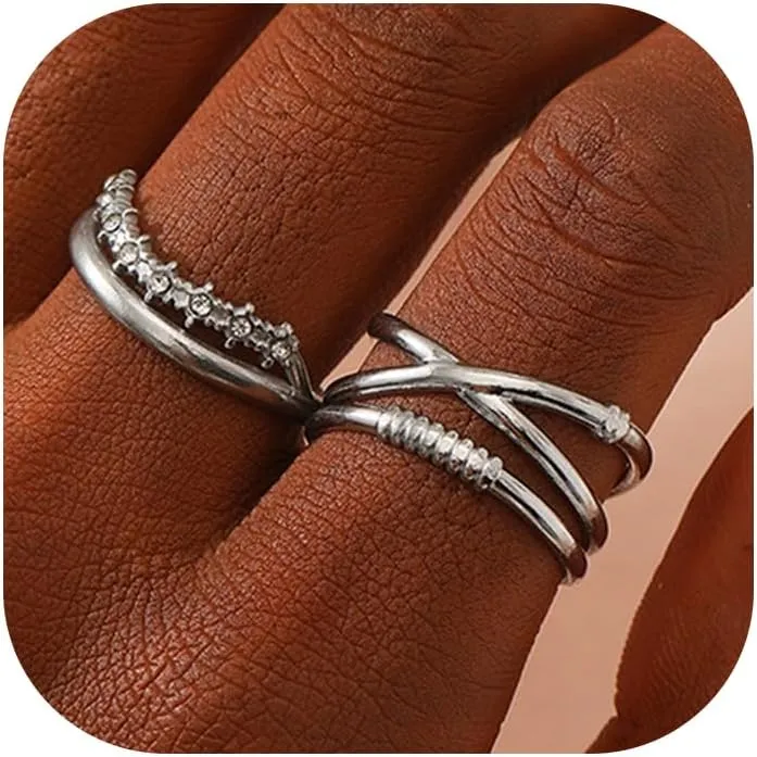 Gold Thin Stackable Rings for Women 14k Gold Plated Non Tarnish Thumb Knuckle Stacking Ring Set Trendy Statement Jewelry