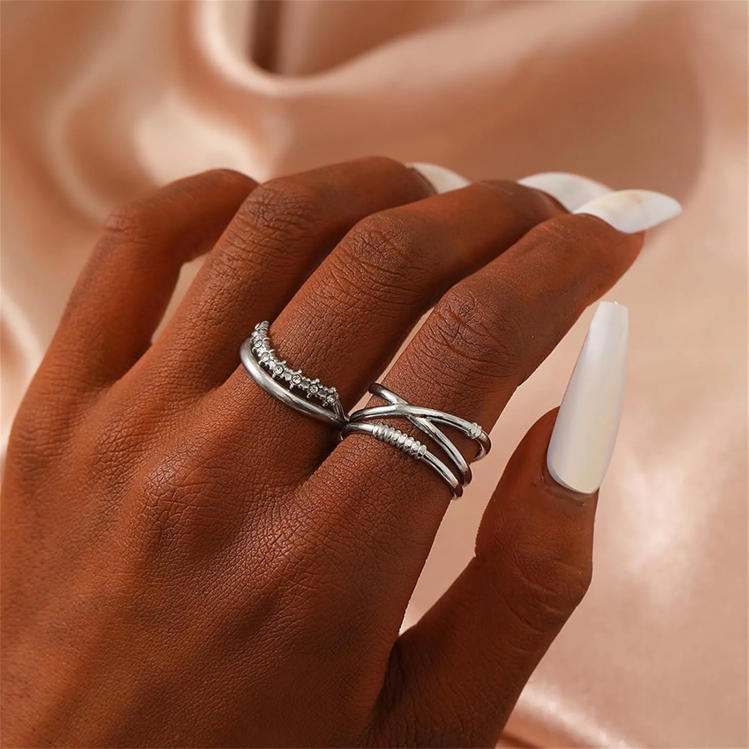 Gold Thin Stackable Rings for Women 14k Gold Plated Non Tarnish Thumb Knuckle Stacking Ring Set Trendy Statement Jewelry