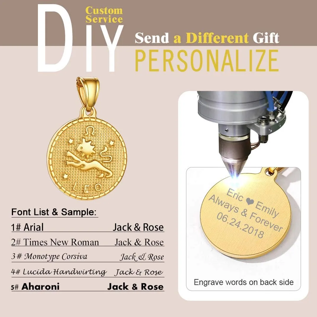 GOLDCHIC JEWELRY Gold Zodiac Necklace for Women Men, Constellation Coin Horoscope Astrology Pendant Necklaces Lucky Jewelry