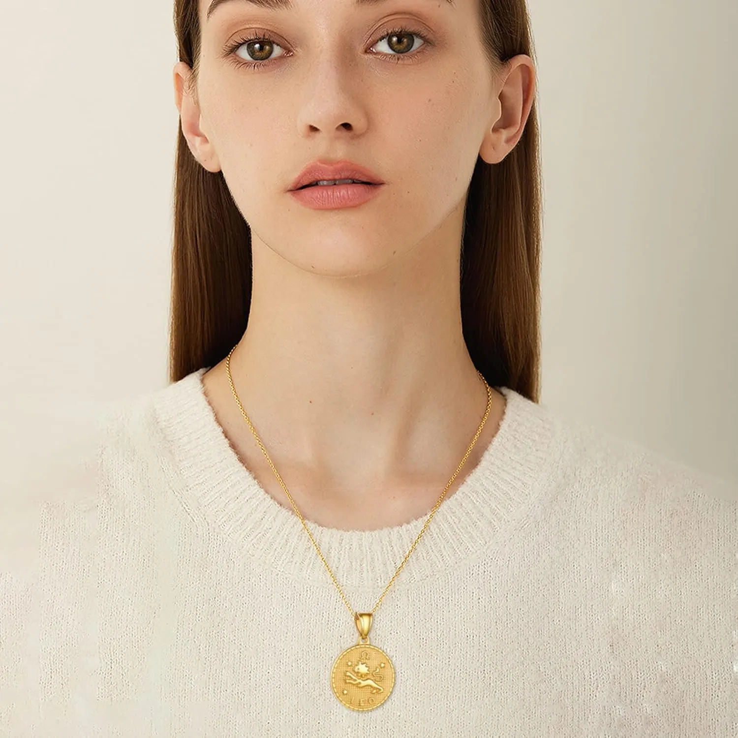 GOLDCHIC JEWELRY Gold Zodiac Necklace for Women Men, Constellation Coin Horoscope Astrology Pendant Necklaces Lucky Jewelry