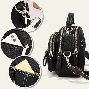 Gpmsign Womens Retro PU Leather Crossbody Bag,Adjustable Wide Strap & Multi-Compartment Design,Retro Versatile Handba