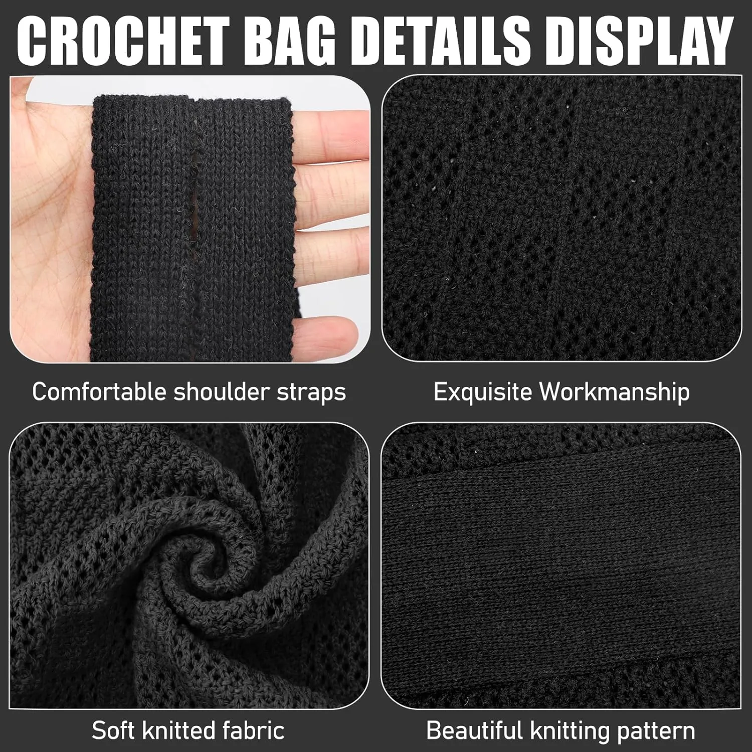 hatisan Crochet Bags for Women - Large Tote Aesthetic Handbag Shoulder Hippie Knit Bag