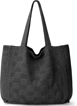 hatisan Crochet Bags for Women - Large Tote Aesthetic Handbag Shoulder Hippie Knit Bag