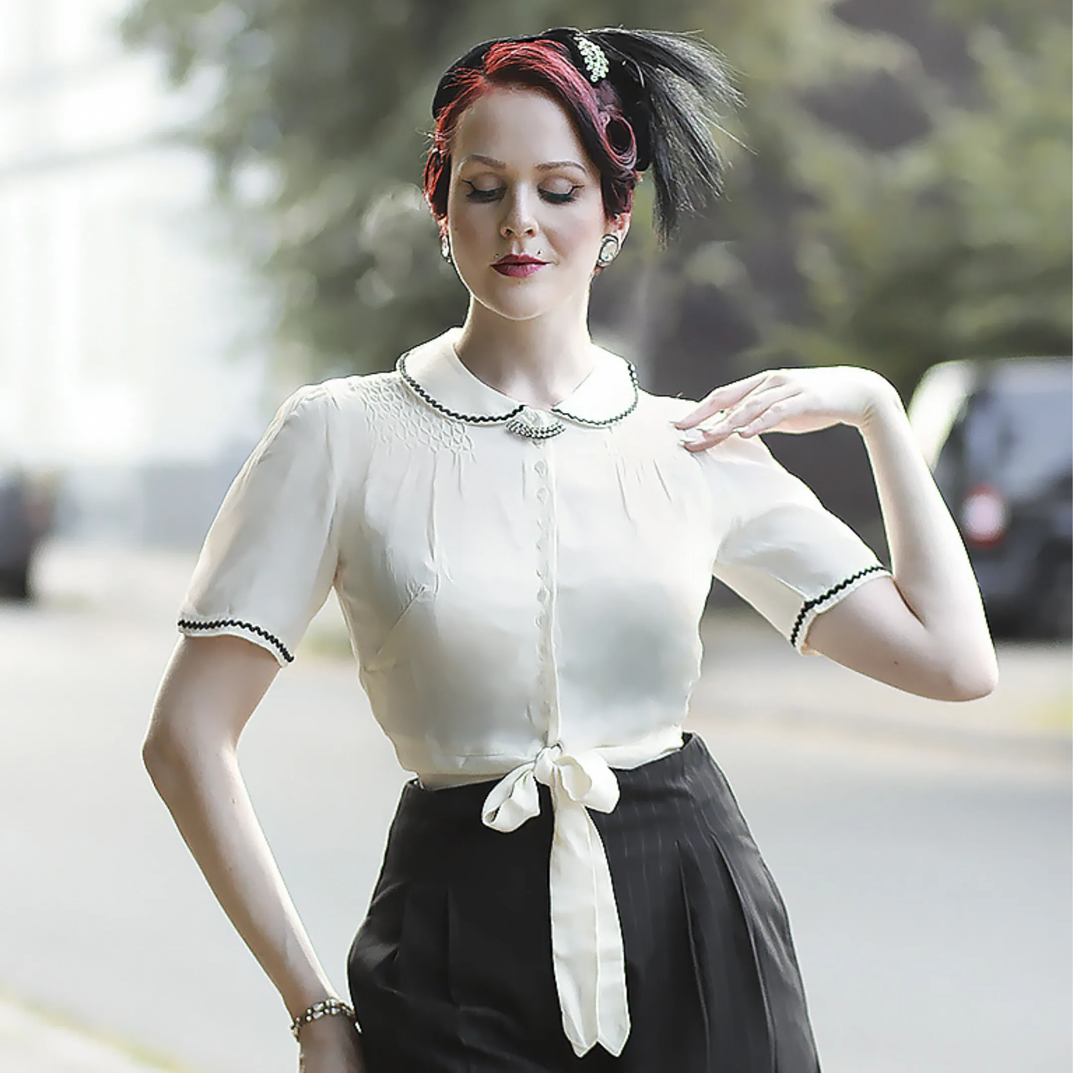 Helen Blouse with Black Ric-Rac