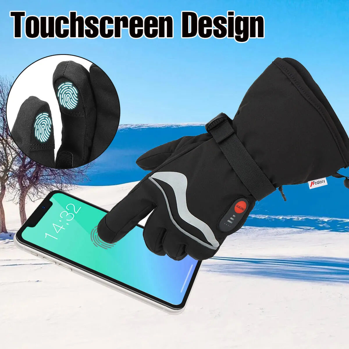 HG-02 Black Electric Heated Gloves, Waterproof Warm 1Pair