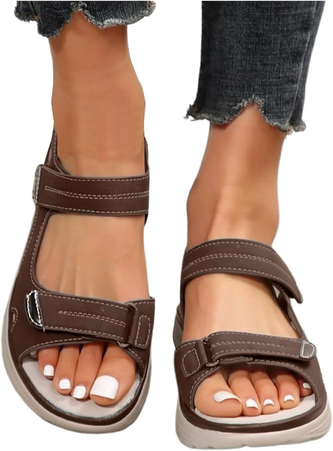 Hiking Sandals Women Arch Support Wide Width Sport Sandals Ankle Buckle Orthopedic Sandals Outdoor Work Summer Shoes