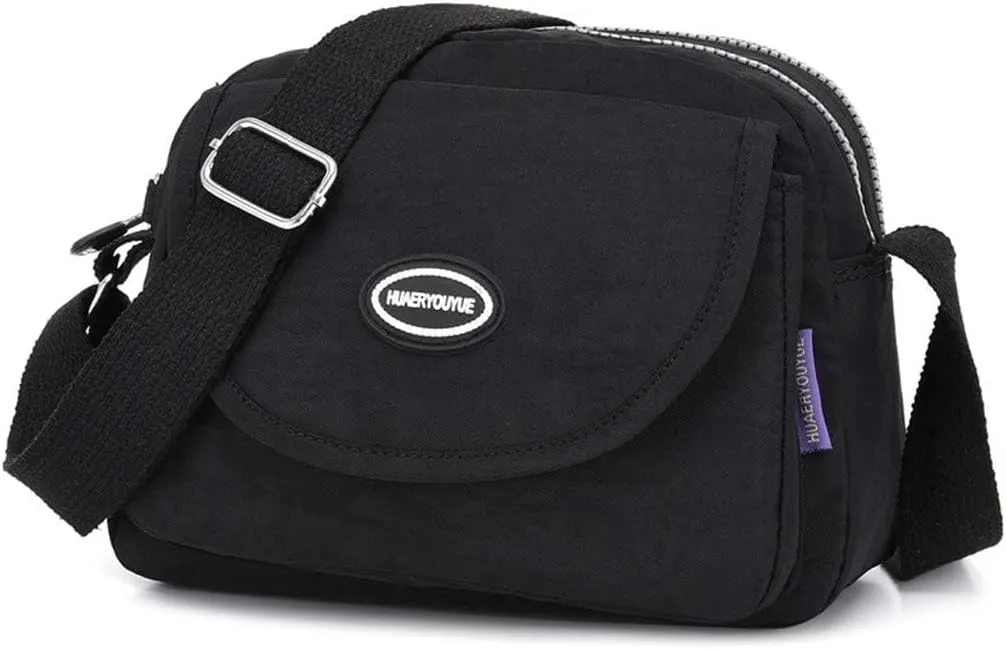 Hobo Crossbody Bags for Women Crossbody Purses and Handbags Lightweight Pocketbook Nylon Quilted Shoulder Purse(Black)