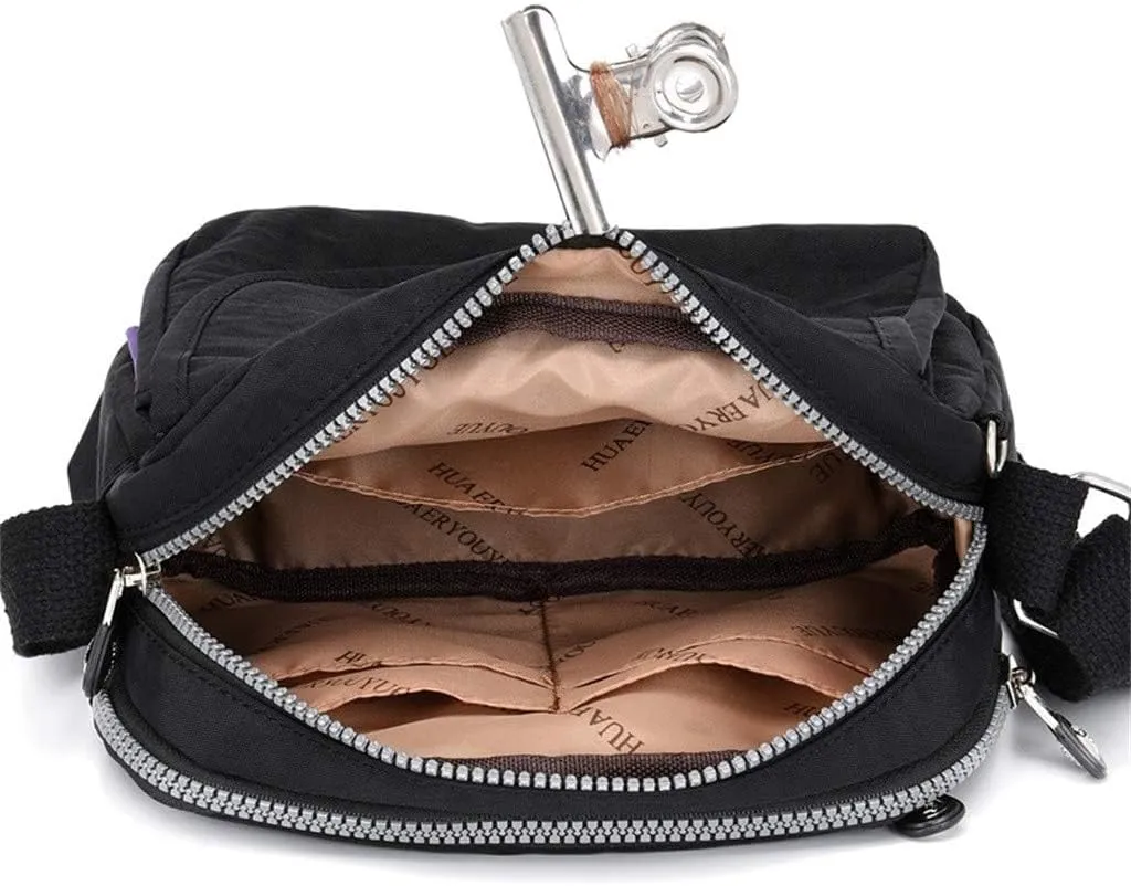 Hobo Crossbody Bags for Women Crossbody Purses and Handbags Lightweight Pocketbook Nylon Quilted Shoulder Purse(Black)