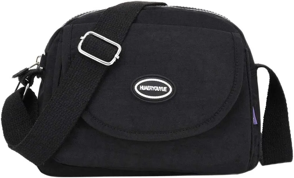 Hobo Crossbody Bags for Women Crossbody Purses and Handbags Lightweight Pocketbook Nylon Quilted Shoulder Purse(Black)