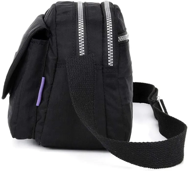 Hobo Crossbody Bags for Women Crossbody Purses and Handbags Lightweight Pocketbook Nylon Quilted Shoulder Purse(Black)
