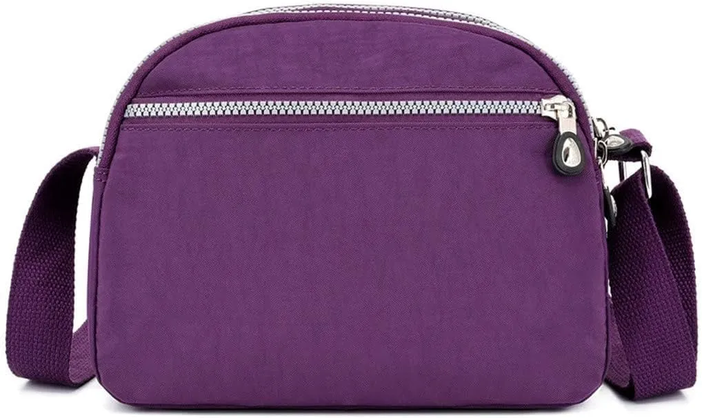 Hobo Crossbody Bags for Women Crossbody Purses and Handbags Lightweight Pocketbook Nylon Quilted Shoulder Purse(Purple)