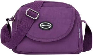 Hobo Crossbody Bags for Women Crossbody Purses and Handbags Lightweight Pocketbook Nylon Quilted Shoulder Purse(Purple)