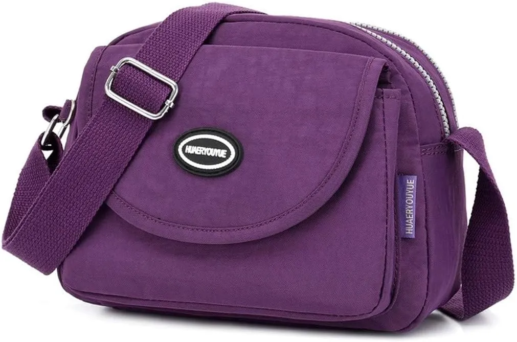 Hobo Crossbody Bags for Women Crossbody Purses and Handbags Lightweight Pocketbook Nylon Quilted Shoulder Purse(Purple)