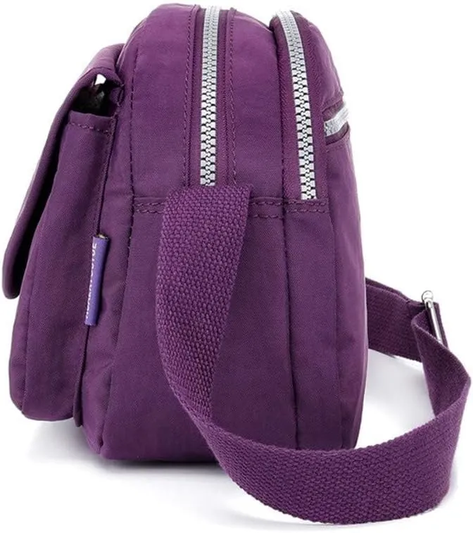Hobo Crossbody Bags for Women Crossbody Purses and Handbags Lightweight Pocketbook Nylon Quilted Shoulder Purse(Purple)