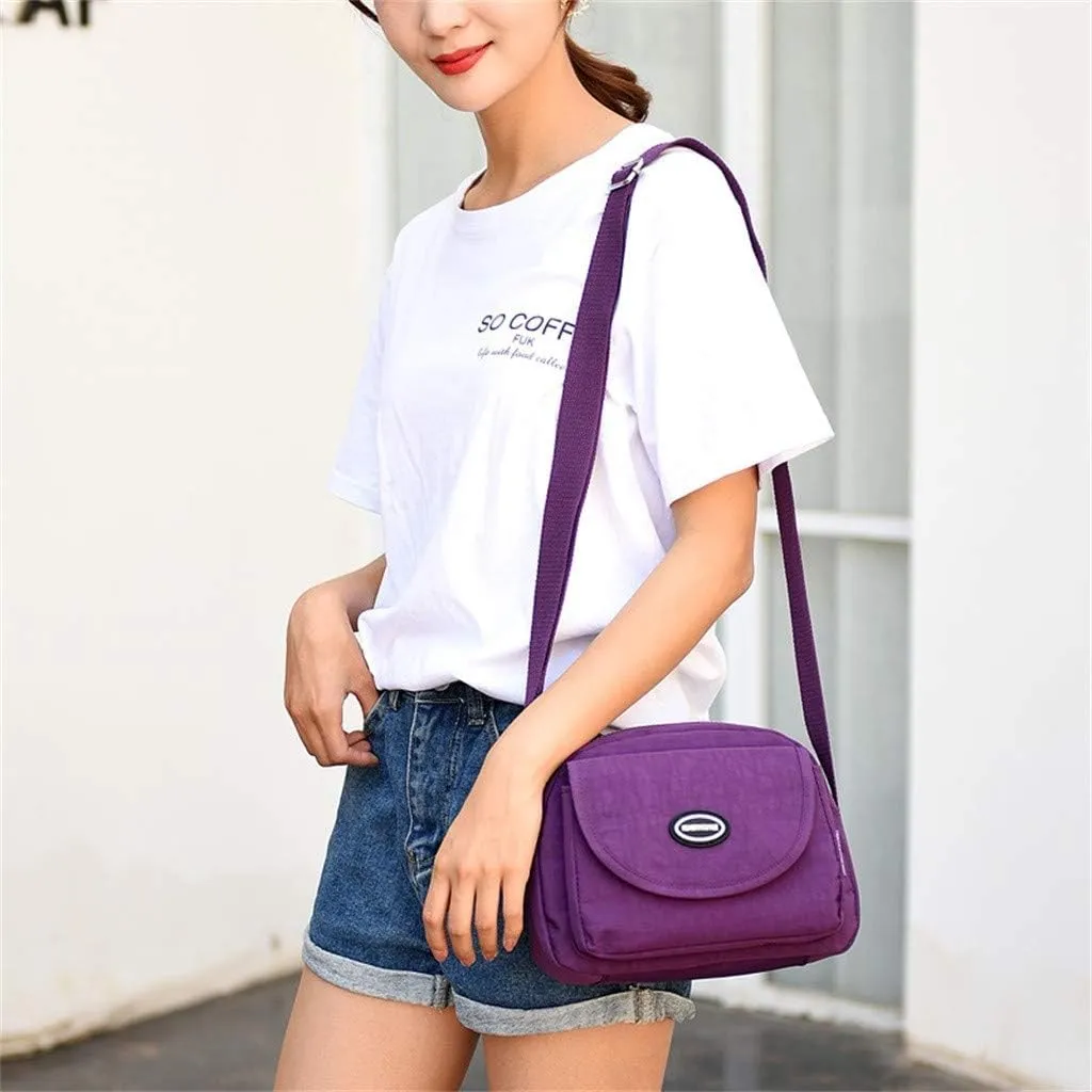Hobo Crossbody Bags for Women Crossbody Purses and Handbags Lightweight Pocketbook Nylon Quilted Shoulder Purse(Purple)