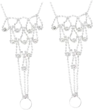 Homoyoyo 2pcs Women's Rhinestone Anklet Foot Jewelry Beachy Ankle Bracelets for Wedding Sparkling Foot Chain Jewelry