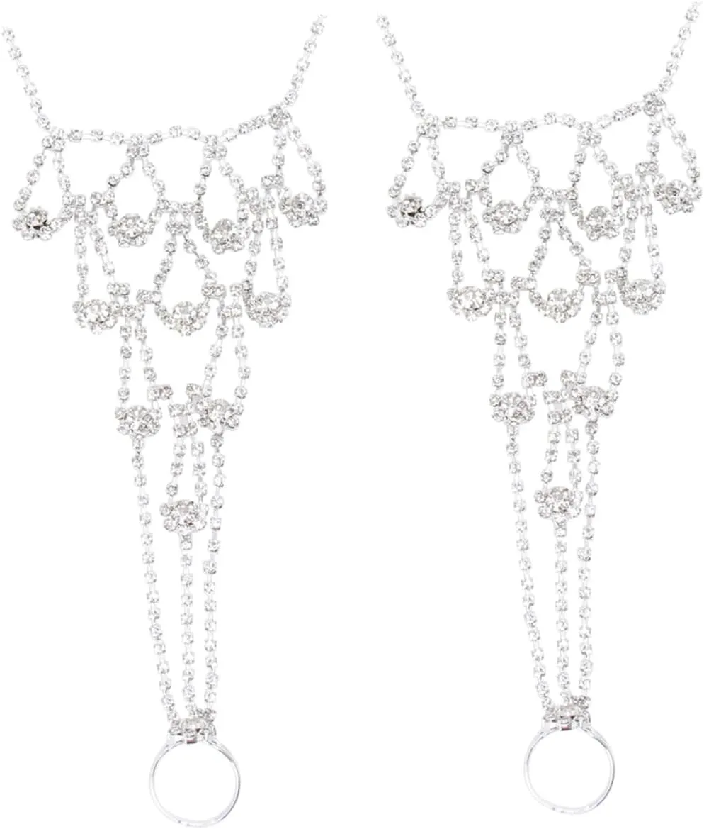 Homoyoyo 2pcs Women's Rhinestone Anklet Foot Jewelry Beachy Ankle Bracelets for Wedding Sparkling Foot Chain Jewelry