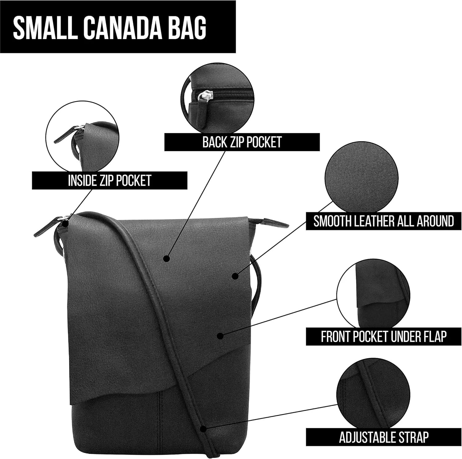 ili New York Leather Mini Sac Crossbody - Genuine Leather Crossbody Bags for Women with RFID Blocking, Adjustable Strap