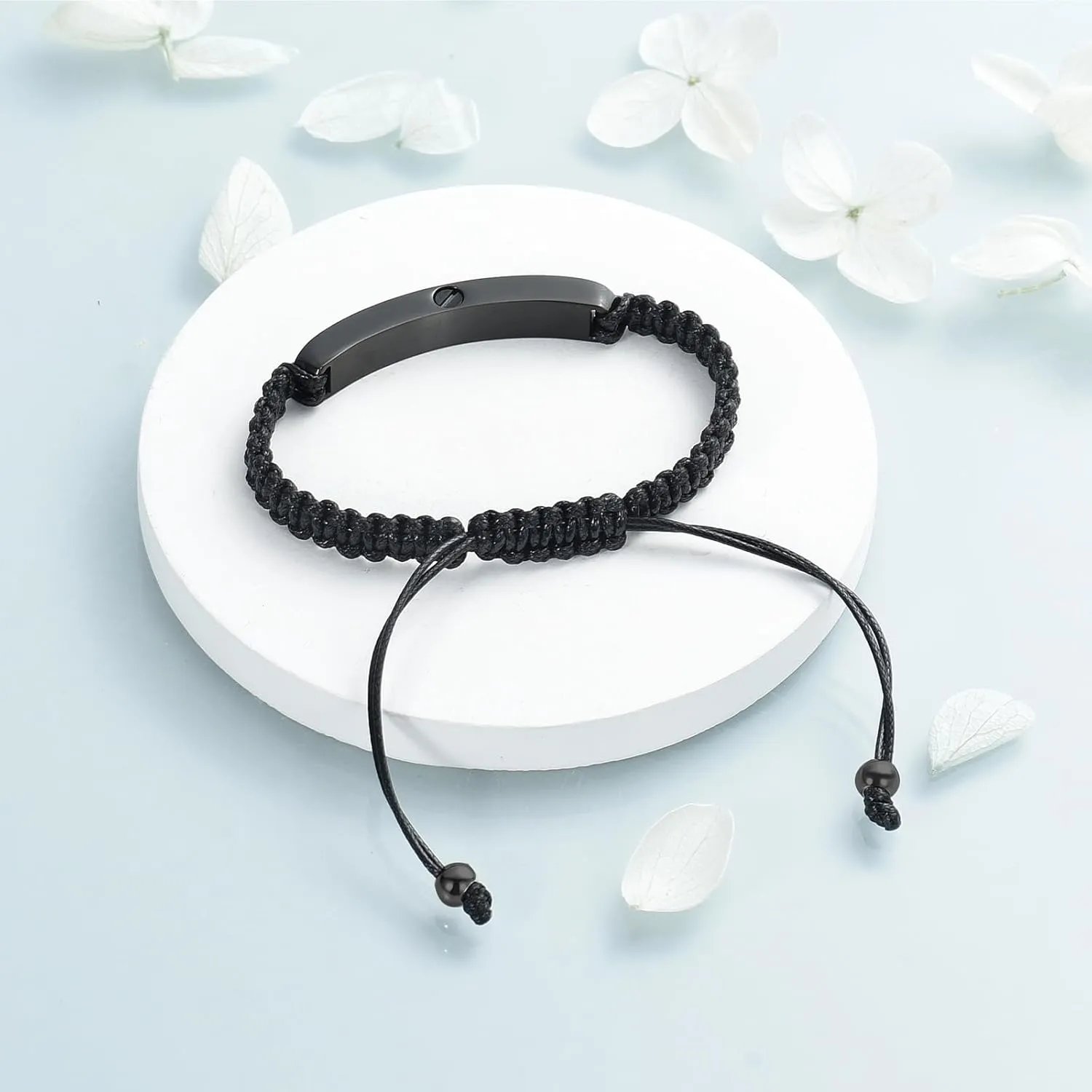 Imrsanl Cremation Jewelry Urn Bracelet for Ashes - Braided Adjustable Bracelet for Men Women - Manmade Urn Jewelry