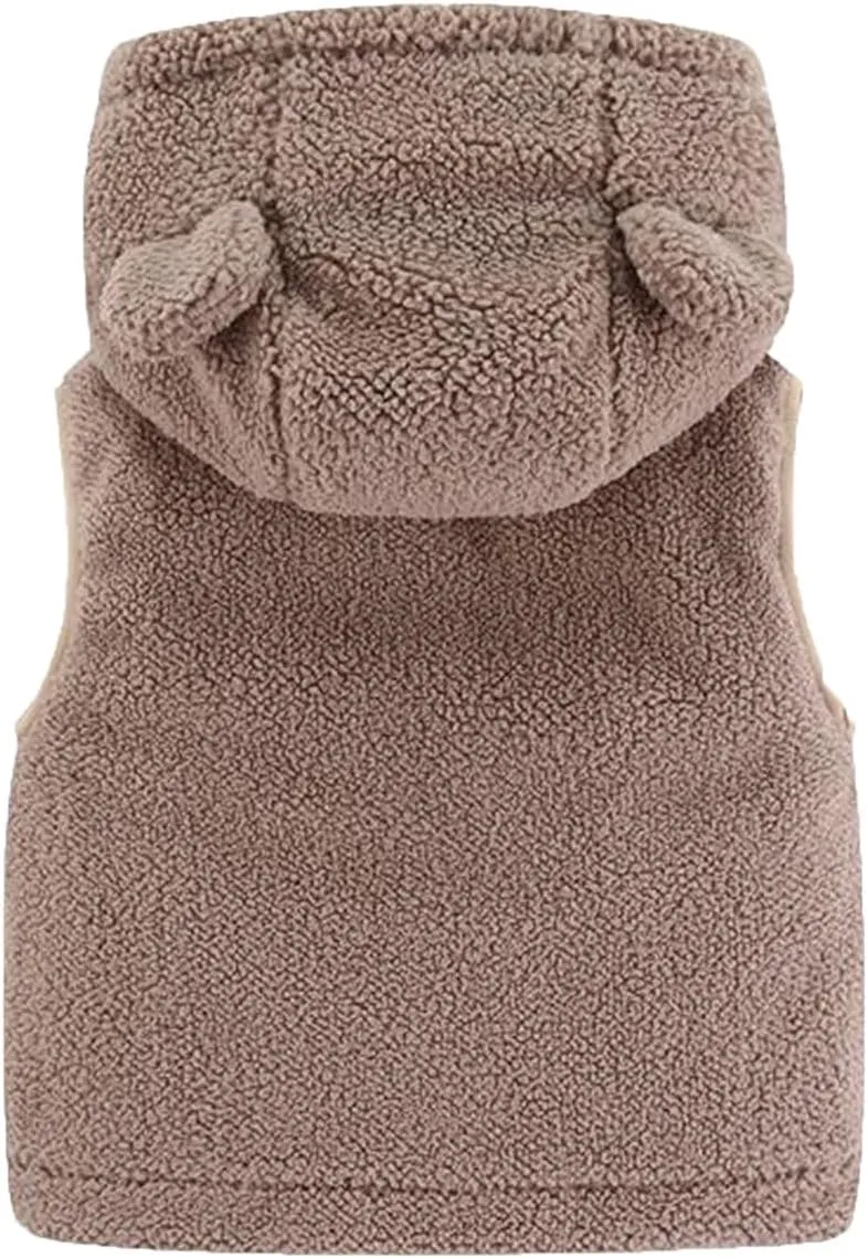 Infrant Baby Boy Girls Coat Warm Sleeveless Lightweight Down Cotton Vest Hoodies Zip Up Windproof Jacket Vest Outwear
