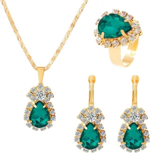Jewelry Set for Women, Necklace Dangle Earrings Bracelet Set, White Gold Plated Jewelry Set with AAA Cubic Zirconia, Wedding Party Jewelry for Bridal Bridesmaid Engagement Party Prom
