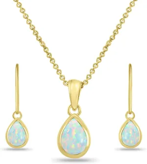 Jewelry Sets for Women, Necklace and Earring Set for Women, Birthstone Jewelry, Genuine or Synthetic Gems, Teardrop Bezel, Pendant Necklace, Short Necklace, Dangle Earrings, Sterling Silver Jewelry