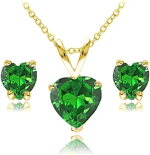 Jewelry Sets for Women, Necklace and Earring Sets for Women, Birthstone Jewelry, Genuine or Synthetic Gemstone, Heart Solitaire, Pendant Necklace, Stud Earrings, Silver Jewelry or Gold Flash