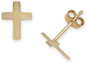 JewelryWeb 14K Yellow Gold Cross Earrings - Minimalist Earring - Cross Earrings for Women - Catholic Jewelry - Religious Jewelry
