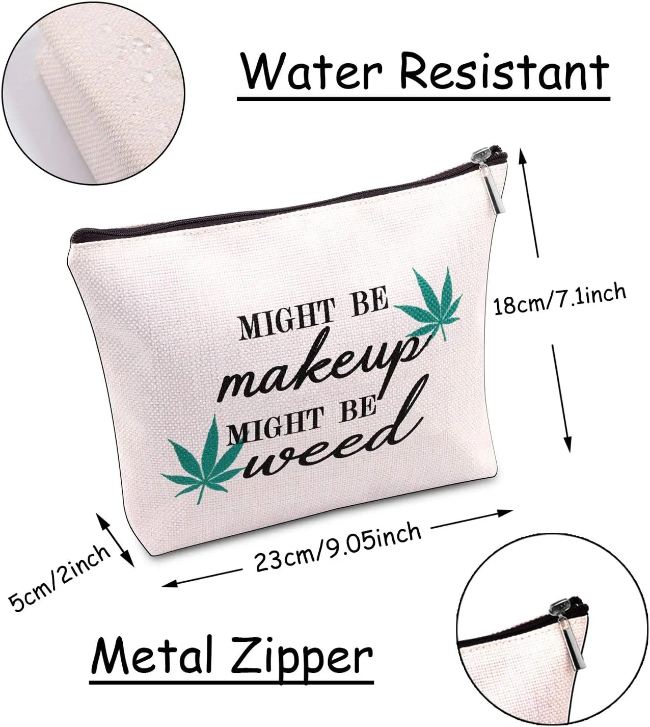 JXGZSO Funny Weed Makeup Bag With Zipper Gifts For Women Might Be Makeup Might Be Weed Cosmetic Bag (Weed)