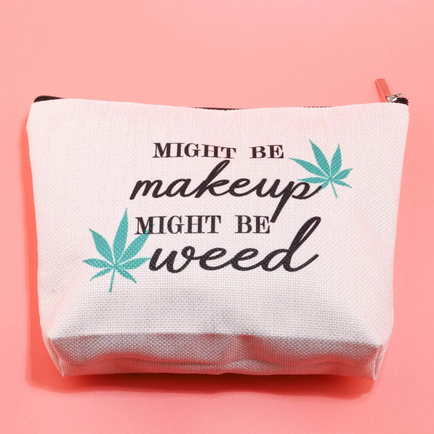 JXGZSO Funny Weed Makeup Bag With Zipper Gifts For Women Might Be Makeup Might Be Weed Cosmetic Bag (Weed)