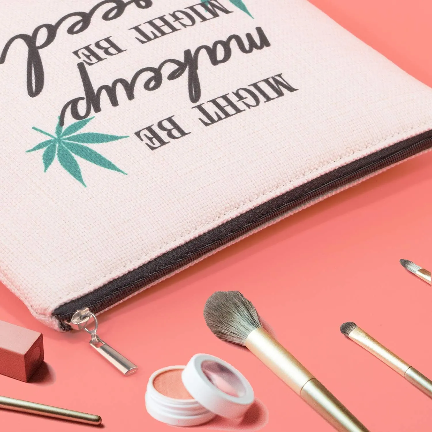 JXGZSO Funny Weed Makeup Bag With Zipper Gifts For Women Might Be Makeup Might Be Weed Cosmetic Bag (Weed)