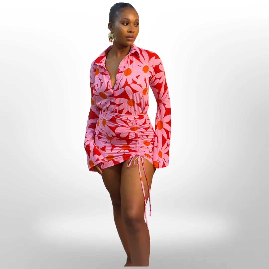 Khloe Skirt Set (Floral Pop)