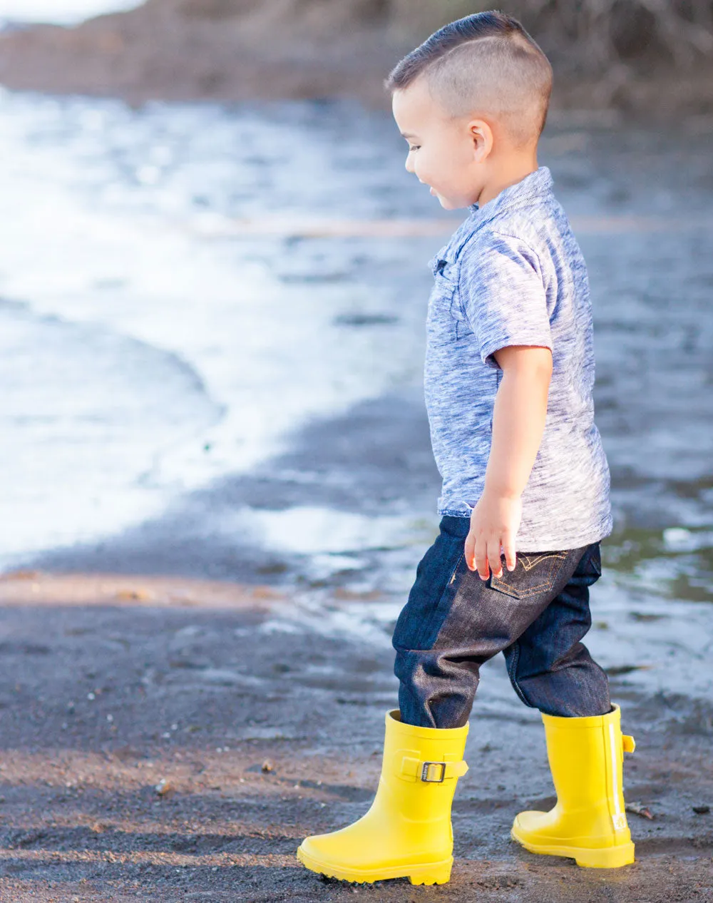 KID’S BUCKLE RUBBER RAIN BOOTS CLASSIC YELLOW