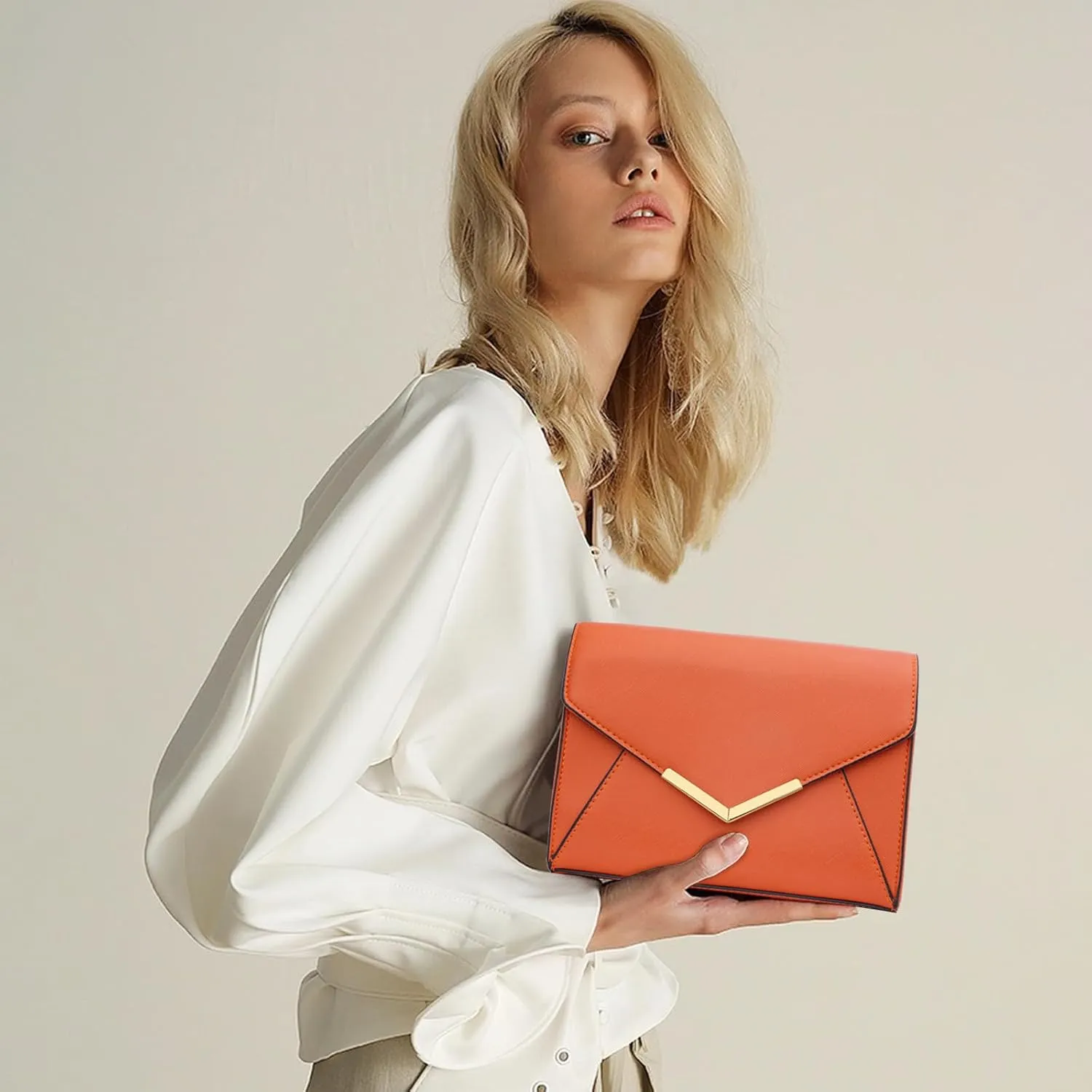 KKXIU Women Elegant Faux Leather Evening Envelope Clutch Purse Foldover Bags for Party Wedding Prom