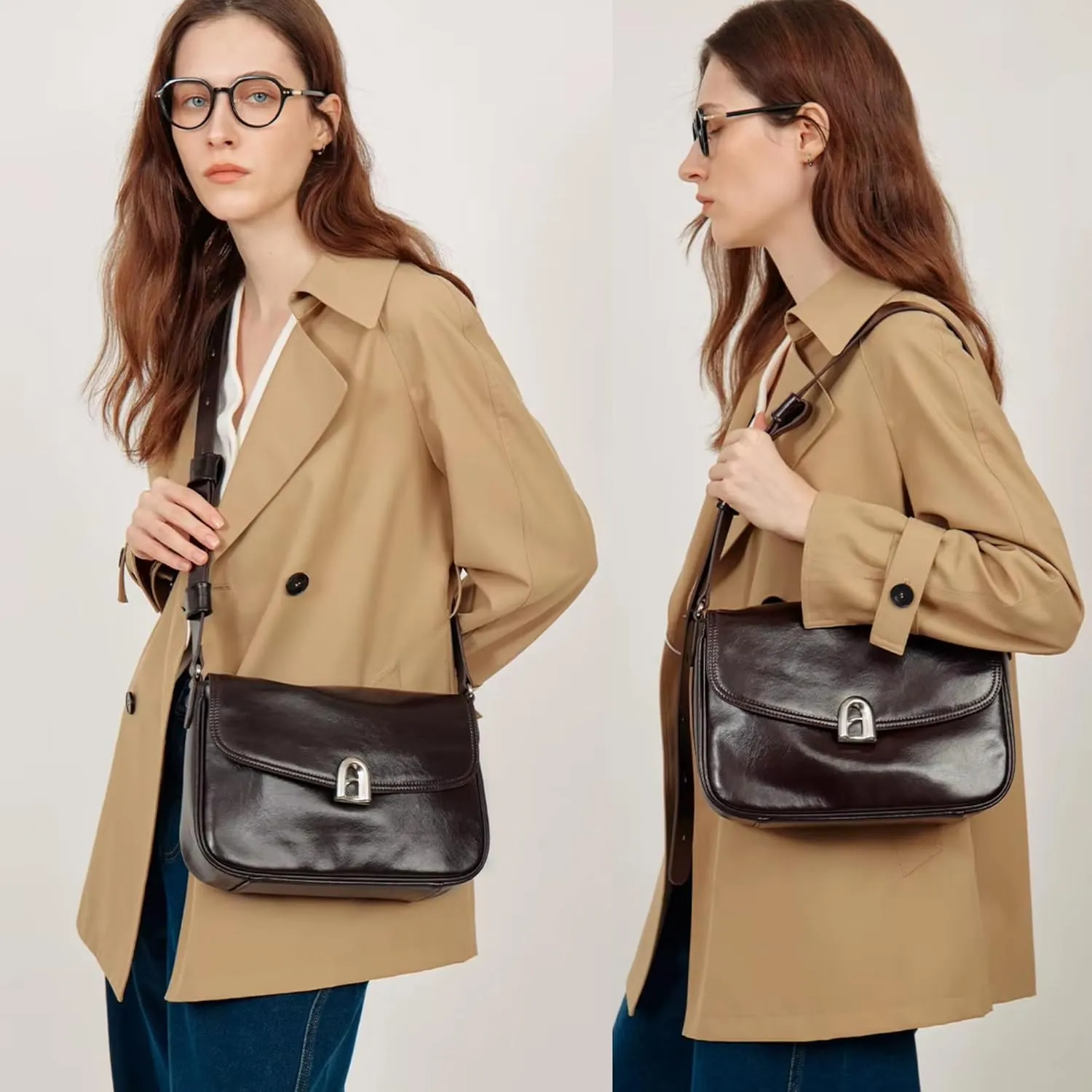LA FESTIN Large Leather Purses For Women Trendy Crossbody Satchel Bag Adjustable Strap Purse Underarm Handbags