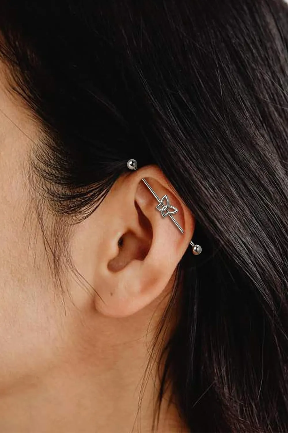 Lantine Butterfly Industrial Piercing Jewelry Golden Surgical Steel 16G/14G 38mm Industrial Barbell Earrings Bar Piercing Jewelry