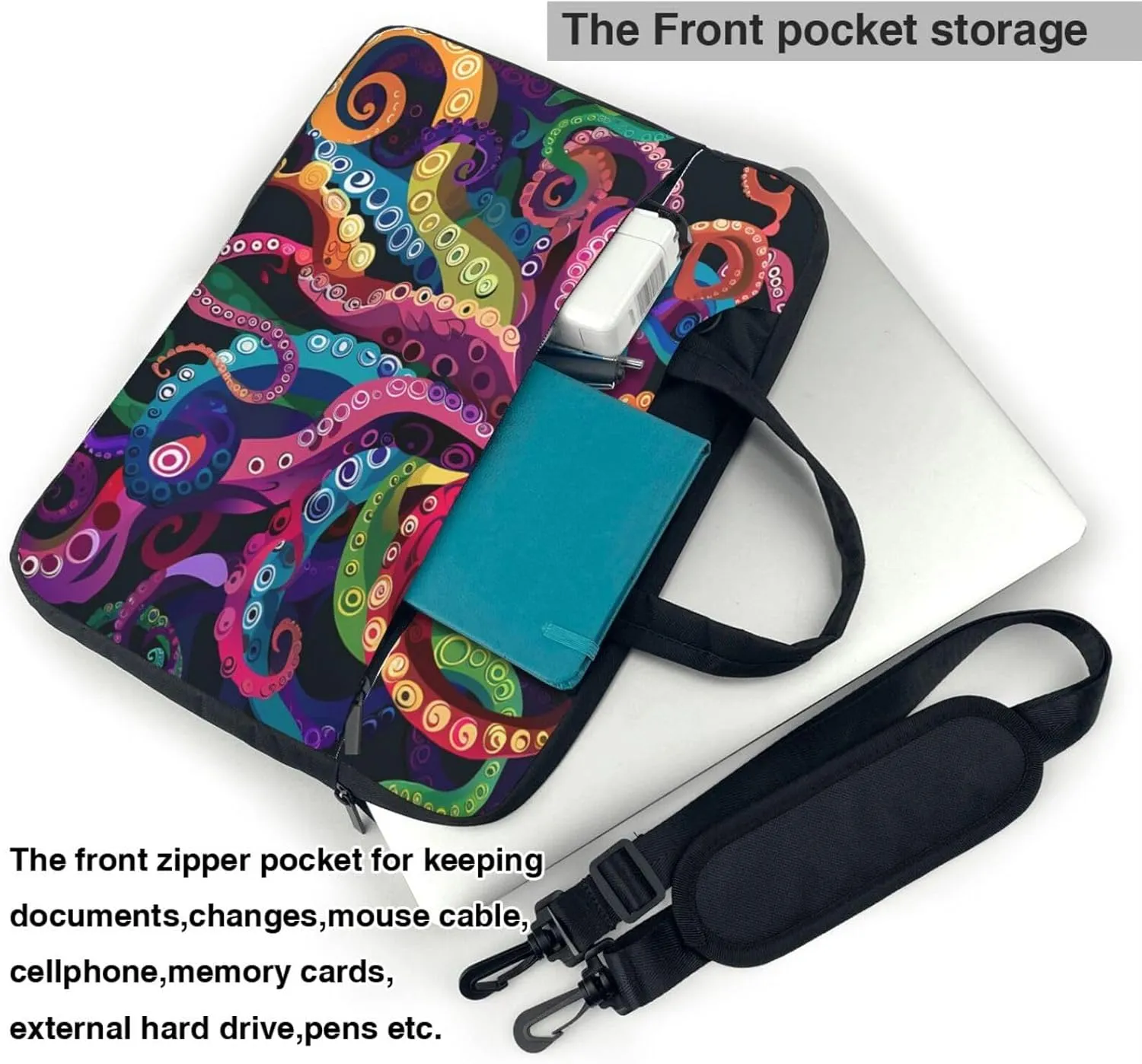 Laptop Bag Case Vibrant Color Sea Octopus Computer Messenger Shoulder Bag Laptop Sleeve Briefcase