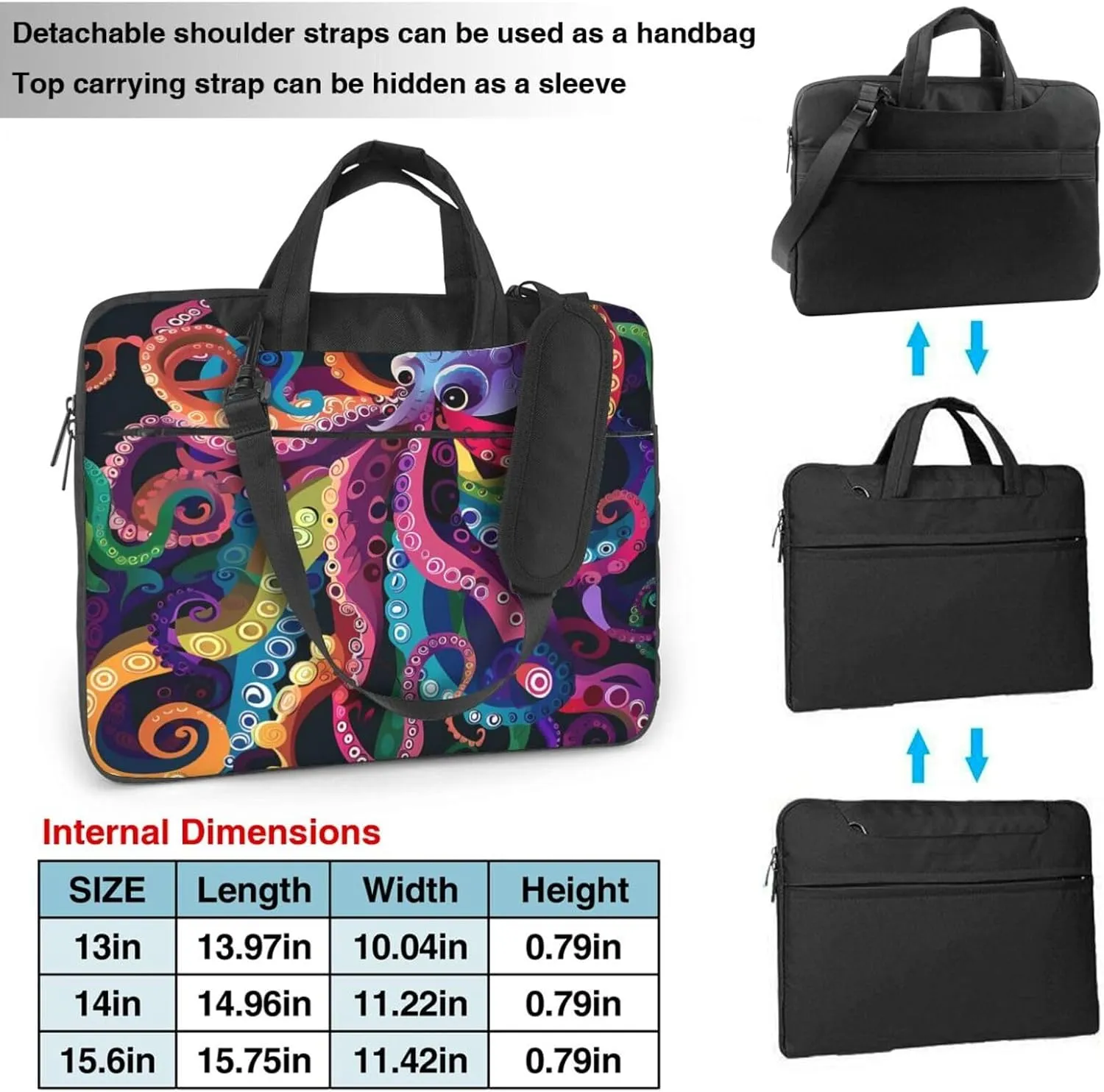 Laptop Bag Case Vibrant Color Sea Octopus Computer Messenger Shoulder Bag Laptop Sleeve Briefcase