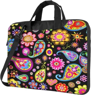 Laptop Bag Case Vibrant Colorful Paisley Flower Computer Messenger Shoulder Bag Laptop Sleeve Briefcase