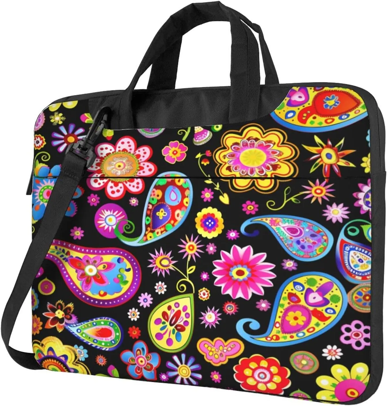 Laptop Bag Case Vibrant Colorful Paisley Flower Computer Messenger Shoulder Bag Laptop Sleeve Briefcase